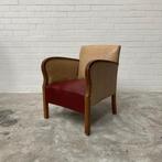 Vintage jaren 60 fauteuil oude stoel eiken en skai, Huis en Inrichting, Fauteuils, Ophalen