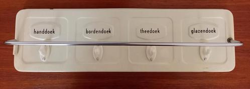 vintage emaille handdoekenrekje met geborduurde overhanddoek, Huis en Inrichting, Keuken | Keukenbenodigdheden, Gebruikt, Ophalen of Verzenden