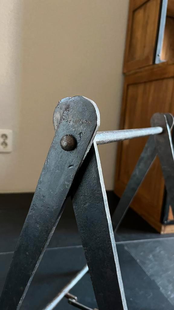 Vintage metalen tafelpoten/onderstel (set), Huis en Inrichting, Tafelonderdelen, Zo goed als nieuw, Tafelpoot, Minder dan 50 cm