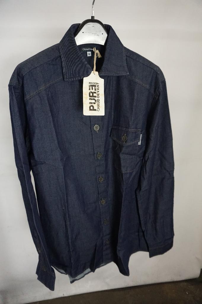 Nieuw! Chaud devant denim spijker overhemd | maat M, Huis en Inrichting, Keuken | Textiel, Nieuw, Schort, Blauw, Ophalen of Verzenden
