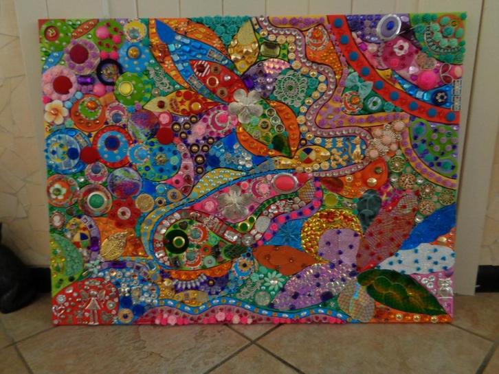 Abstract schilderij 80 x 60 cm Nr A 13, Antiek en Kunst, Kunst | Schilderijen | Abstract, Ophalen