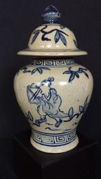 Chinese POT met DEKSEL, Keramiek Chinees Garden, 19 cm hoog, Overige kleuren, Aardewerk of Porselein, Ophalen of Verzenden, Zo goed als nieuw