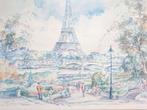 60s 70s Vintage Aquarel Parijs Eiffeltoren gesigneerd  Legai, Verzenden