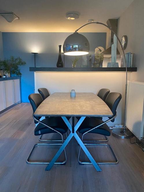 Design eetkamer stoelen van Hülsta (zwart en chroom), Huis en Inrichting, Stoelen, Zo goed als nieuw, Vier, Zwart, Ophalen of Verzenden