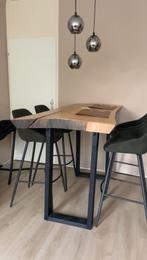 Boomstam tafel hoog met barkrukken, Ophalen of Verzenden, Zo goed als nieuw