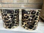 Leopard Bloempotten - Set van 2, Tuin en Terras, Bloempotten, Kunststof, Rond, Binnen, Ophalen of Verzenden