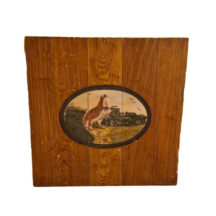 Beschilderde houten paneel met een Patrijs Frankrijk, Antiek en Kunst, Antiek | Woonaccessoires, Ophalen