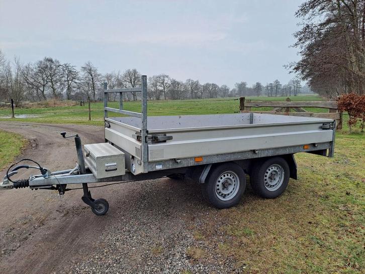 Hapert 2000 kg tandemasser plateau wagen aluminium, Auto diversen, Aanhangers en Bagagewagens, Ophalen