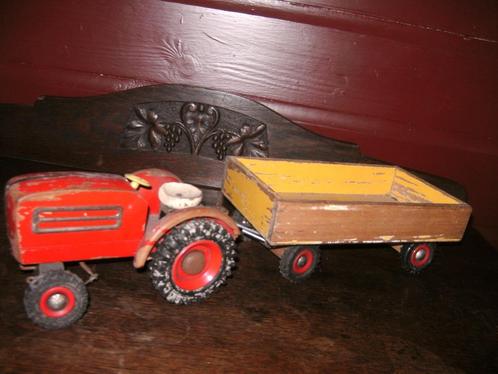 houten Porsche tractor met aanhanger vintage, Antiek en Kunst, Curiosa en Brocante, Verzenden