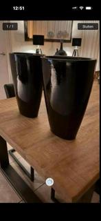 Bloempotten zwart ovaal mooi op vensterbank, Ophalen, Zo goed als nieuw, Overige vormen, Aardewerk