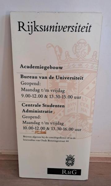 Origineel adresbord Academiegebouw beschikbaar voor biedingen