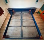 Auping Auronde bed 180x220 met hoofdbord blauw/mahonie Hoog, Ophalen, Gebruikt, Blauw, Tweepersoons