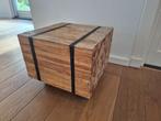 Industriele salontafel / bijzettafel (op wielen) - 50x50cm, Huis en Inrichting, Tafels | Salontafels, Ophalen, Gebruikt, 50 tot 100 cm