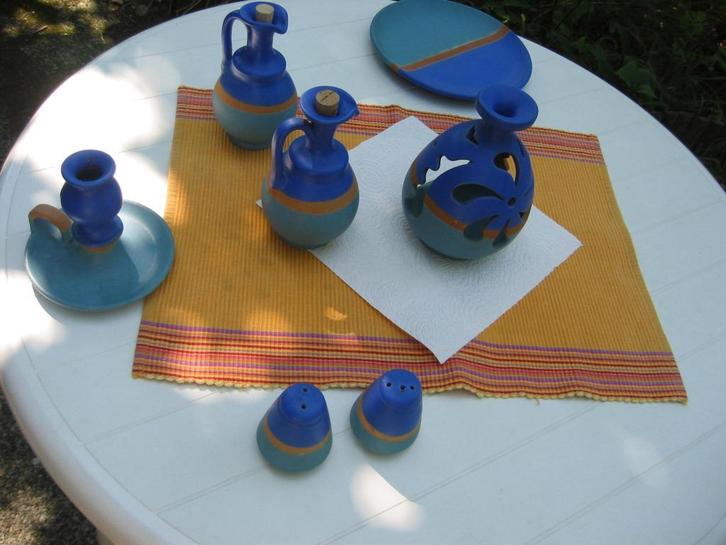 Schitterend 7-delig Design keramiek garnituur Griekse stijl, Antiek en Kunst, Antiek | Servies compleet, Ophalen