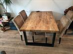 Mango houten eettafel, Ophalen, 50 tot 100 cm, Zo goed als nieuw, Metaal