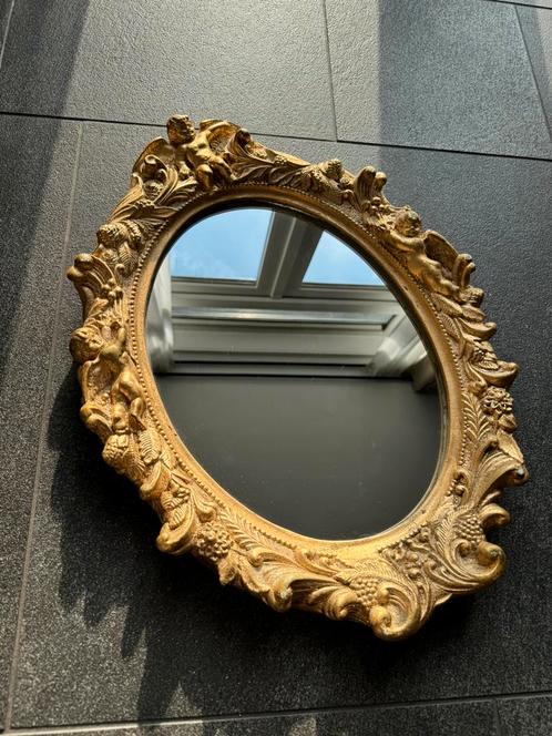Grote Gouden Barok Spiegel Wandspiegel Klassiek, Antiek en Kunst, Antiek | Spiegels, Minder dan 50 cm, Minder dan 100 cm, Ovaal
