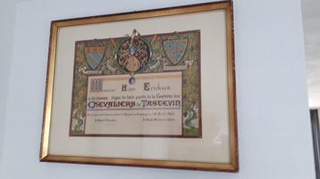 Certificaat chevaliers du tastevin 1962 wijn
