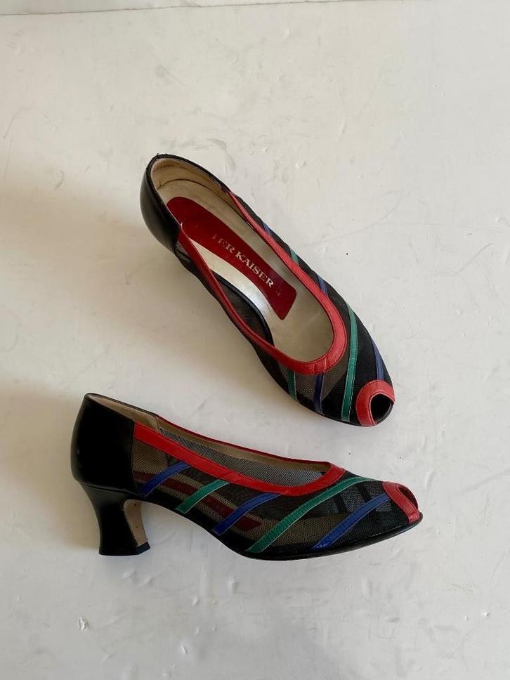 J96 Peter Kaiser maat 37,5 open leren schoenen pumps leer, Kleding | Dames, Schoenen, Zo goed als nieuw, Rood, Ophalen of Verzenden