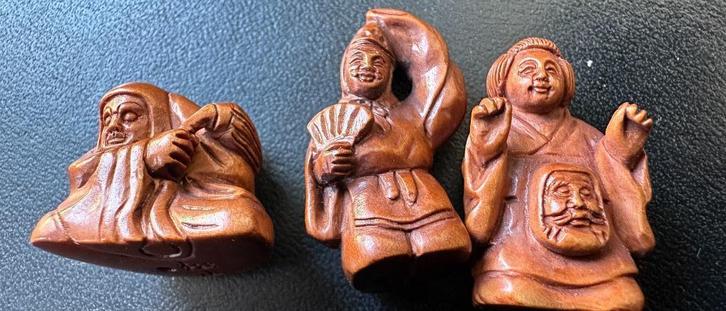 3 Ojimes in buxushout, Antiek en Kunst, Kunst | Niet-Westerse kunst, Ophalen of Verzenden