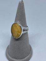 Prachtige zilveren ring met Amber / barnsteen maat 16, Sieraden, Tassen en Uiterlijk, Ringen, Overige kleuren, Nieuw, Kleiner dan 17