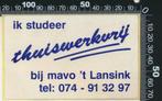 Sticker: Mavo Het Lansink, Verzamelen, Ophalen of Verzenden, Zo goed als nieuw, Bedrijf of Vereniging