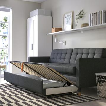 IKEA LANDSKRONA 3-zits slaapbank, Gunnared donkergrijs/hout - afbeelding 7