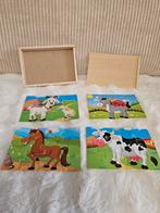 Houten Puzzels Dieren met doos, Ophalen of Verzenden, 10 tot 50 stukjes, Zo goed als nieuw, Van hout
