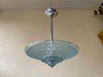 Schitterende Lamp Schaallamp Hanglamp art deco 1930 Blauw FR, Antiek en Kunst, Antiek | Lampen, Ophalen of Verzenden