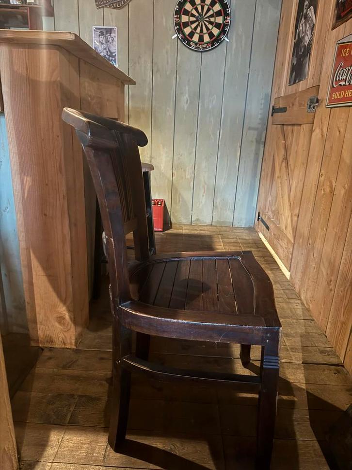 5 Mooie Houten Kroegstoelen te Koop, Huis en Inrichting, Stoelen, Gebruikt, Vijf, Zes of meer stoelen, Hout, Bruin, Ophalen