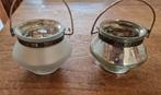 Twee glazen windlichtjes., Ophalen of Verzenden, Zo goed als nieuw, Overige materialen, Minder dan 25 cm