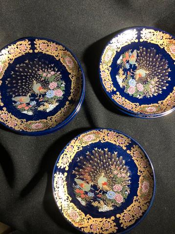6 Chinese porseleinen bordjes - Pauw motief beschikbaar voor biedingen