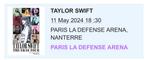4x Taylor Swift parijs zaterdag 11 Mei, Tickets en Kaartjes, Overige soorten, Overige typen, Eén persoon