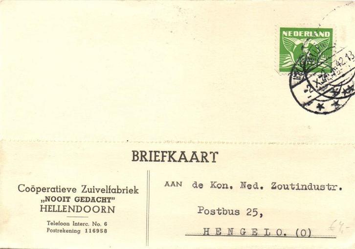 Nooit Gedacht, Hellendoorn - 10.1942 - briefkaart, Postzegels en Munten, Brieven en Enveloppen | Nederland, Briefkaart, Ophalen of Verzenden
