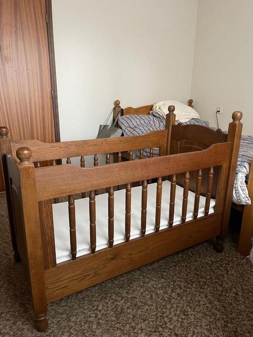 Ledikant Eikenhout, Kinderen en Baby's, Kinderkamer | Bedden, Zo goed als nieuw, Minder dan 140 cm, Minder dan 70 cm, Lattenbodem