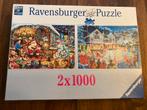Ravensburger puzzel 2x1000 kerst thema netjes en compleet!, Ophalen of Verzenden, 500 t/m 1500 stukjes, Legpuzzel, Zo goed als nieuw