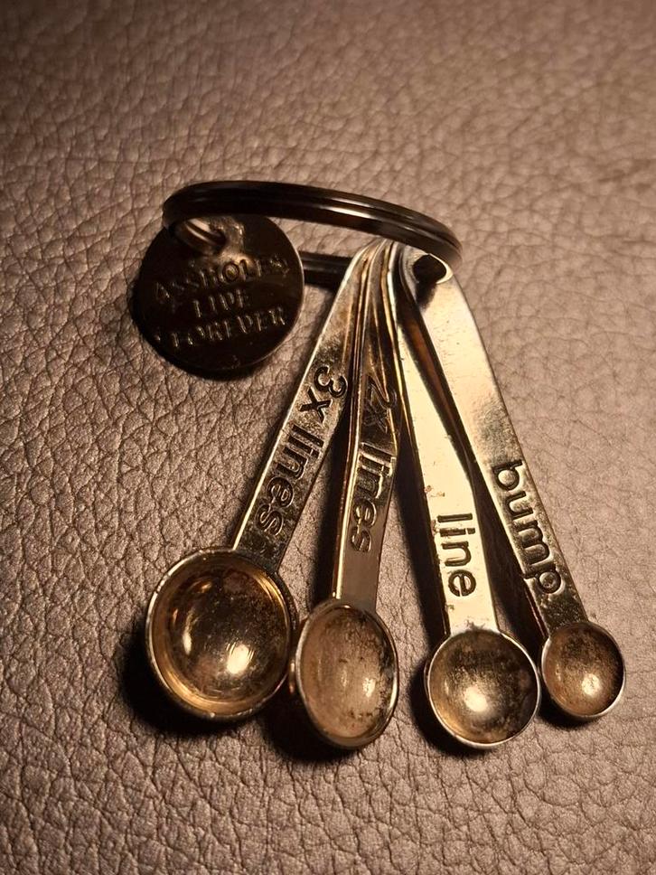 Sleutelhanger Maatlepels met 'Assholes Live Forever' Tag, Verzamelen, Sleutelhangers, Gebruikt, Overige typen, Ophalen of Verzenden