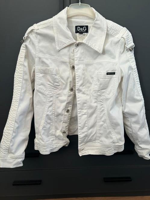 Dolce & Gabbana Witte Denim Jack Maat S - Zo Goed als nieuw, Kleding | Dames, Jassen | Zomer, Zo goed als nieuw, Maat 36 (S), Wit