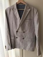 Linnen herenpak double-breasted maat 48, Kleding | Heren, Kostuums en Colberts, Ophalen, Maat 48/50 (M), Beige, Zo goed als nieuw