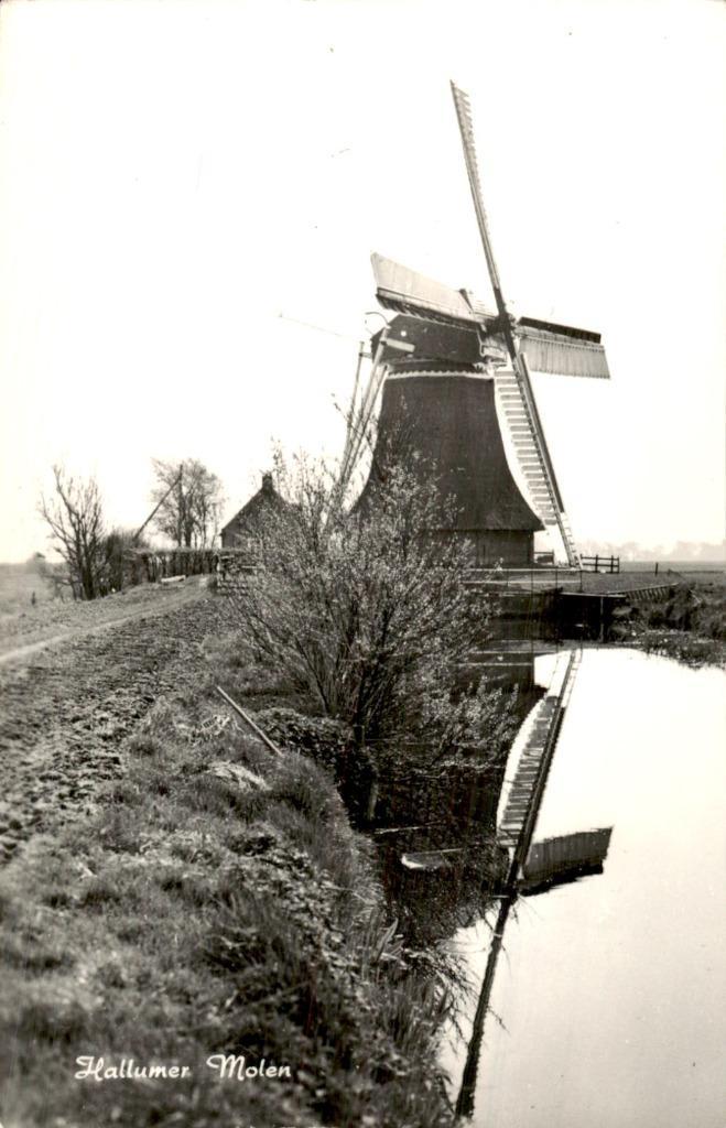 Hallumer- Molen, Verzamelen, Ansichtkaarten | Nederland, Gelopen, Friesland, Voor 1920, Ophalen of Verzenden