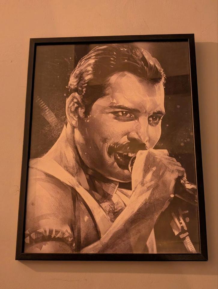 Freddie Mercury Portret - Getekend, 30x40 cm, Antiek en Kunst, Kunst | Tekeningen en Foto's, Verzenden