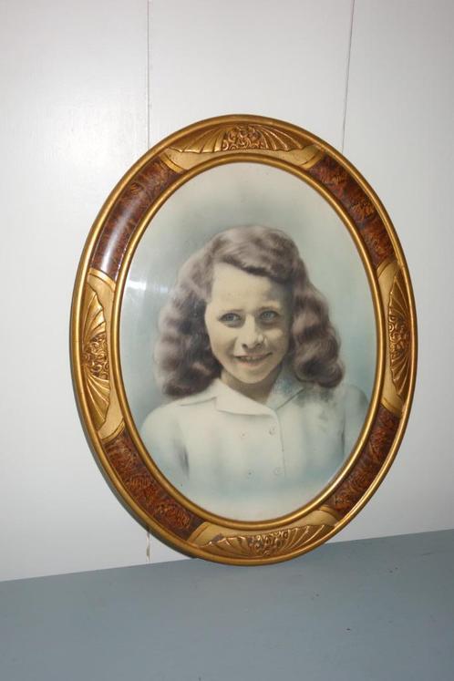 Prachtige antieke jaren 30 Franse ovale houten fotolijst, Antiek en Kunst, Antiek | Overige Antiek, Ophalen of Verzenden