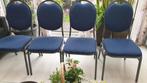 Vier stapelbare stoelen., Huis en Inrichting, Stoelen, Ophalen, Blauw, Klassiek of vintage, Zo goed als nieuw