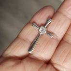 925 zilveren hanger Kruis met natuurlijke Maansteen, Sieraden, Tassen en Uiterlijk, Kettinghangers, O.T., Wit, Nieuw, Ophalen of Verzenden