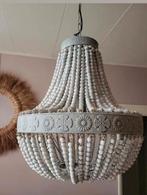 Boho Kroonluchter met houten Kralen, 50 tot 75 cm, Bohemian, Ophalen of Verzenden, Zo goed als nieuw