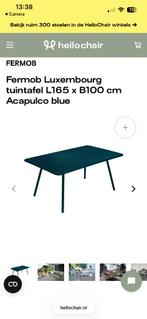 Fermob Luxembourg tuintafel Alcapulco Blue 165x100 cm, Ophalen, Gebruikt, Rechthoekig, Aluminium