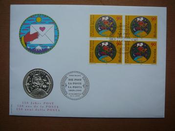 Zwitserland 20 Frank Zilver 1999 op speciale FDC met zegels beschikbaar voor biedingen