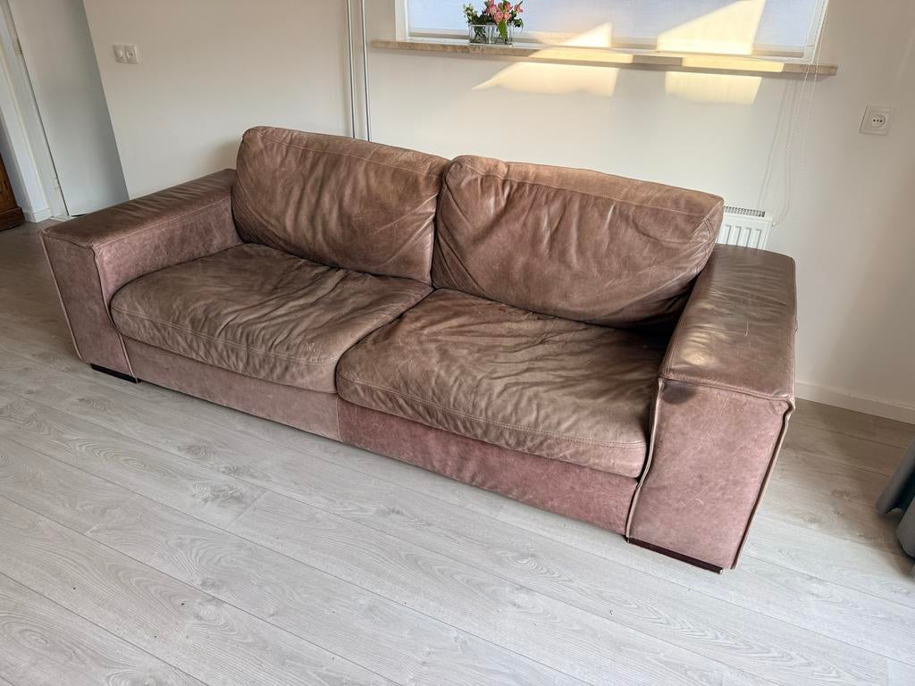 Leren bank - Stijlvol en comfortabel, Ophalen, Gebruikt, Driepersoons, Rechte bank