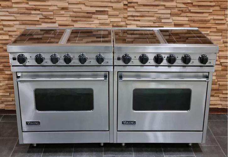 Luxe Fornuis Viking 150 cm rvs keramisch 8 zone 2 ovens, Witgoed en Apparatuur, Fornuizen, Zo goed als nieuw, Vrijstaand, Keramisch