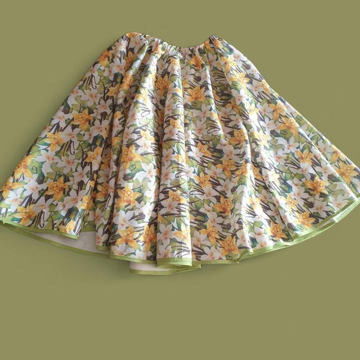 Swingrok cirkelrok hergebruikt materiaal witte gele bloemen, Kleding | Dames, Rokken, Nieuw, Maat 38/40 (M), Geel, Boven de knie