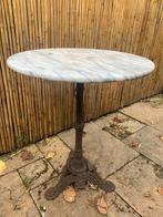 Marmeren bistrotafel met gietijzeren voet Brocante, Ophalen, Gebruikt, Rond, Metaal